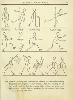 the instructions for walking are shown in this drawing instruction manual, which shows how to walk