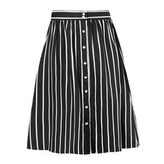 Infuse your wardrobe with classy, striking style with this midi skirt! You will love the stunning stripes that create a bold and beautiful silhouette, while it elevates a versatile a-line skirt with a button front and ruched detail for a flattering finish. This classic black and white swing skirt features a slightly gathered waistline for the perfect fullness. Stretch back waist for ultimate comfort and flexibility in size. Button down front for that retro touch. Black And White Striped Skirt, Midi Skirt Black, Midi Skirt With Pockets, White Striped Skirt, Beautiful Silhouette, Midi Flare Skirt, Striped Skirt, Black Midi Skirt, Stripe Skirt