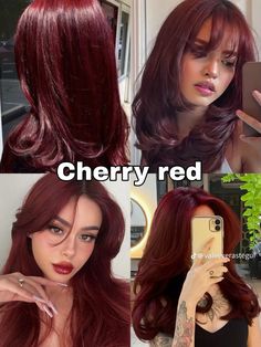 Red Balayage Hair, Cherry Hair Colors, Wine Red Hair, Bella Hair, Pretty Hair Color