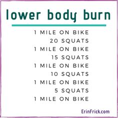 a sign that says lower body burn on the front and back of it, with instructions for