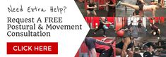 a group of people doing different exercises with the words, need extra help? request a free postural & movement demonstration click here