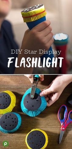 the diy star display flashlight is made from cupcake liners