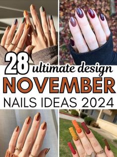 November Nails 2024 Trends, Nails 2024 November, November 2024 Nail Trends, Fall November Nails, November Nails Short, November Nail Art Fall