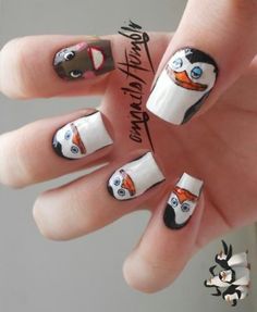 Nails penguins  madagascar Penguin Madagascar, Penguin Nail Art, Penguin Nails, Pets Wallpaper, Funky Fingers, Penguins Of Madagascar, Print Background