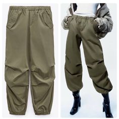 Never Worn Parachute Too Big On Me Chic Baggy Parachute Pants For Summer, Baggy Parachute Pants For Spring, Versatile Baggy Parachute Pants For Spring, Chic Solid Color Cargo Pants For Spring, Spring High-waisted Harem Pants With Cargo Pockets, Khaki Ankle-length Parachute Pants For Summer, Spring Stretch Cargo Pants, Summer Khaki Ankle-length Parachute Pants, Spring Chic Cargo Pants