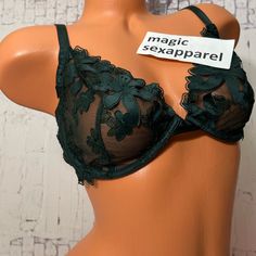 New With Tags Victoria’s Secret Luxe Lingerie Unlined Plunge Bra Floral Appliqu Embroidery Size 32d 34b 36dd 38d 38dd Price Firm Elegant Green Bra With Lace Trim, Green Lace Party Bra, Elegant Green Lace Bra, Victoria's Secret Sheer Lace Bra, Green Fitted Lace Bra, Victoria's Secret Green Lace Trim Bra, Mesh Bra, Plunge Bra, Floral Color