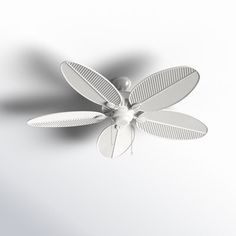 an overhead view of a white ceiling fan