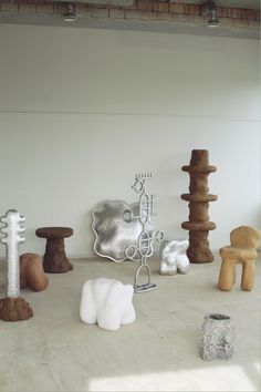 several different sized and shaped objects on the floor