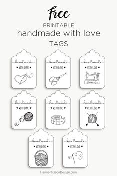 the free printable handmade with love tags for crochet, knitting and more