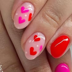 Valentine Manicure Designs, Painted Valentines Nails, Valentine’s Day Manicure, Nail Trends 2024 Valentines, Valentines Nails Conversation Hearts, Val3ntines Day Nails, Valentines Nail Designs, Valentines Nails Designs