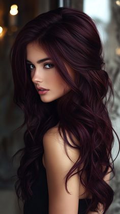 Fall hair colors dark Brown Burgundy Hair, Dark Brown Burgundy Hair, Dark Hair Shades, Hair Colors For Dark Hair, Fall Hair Colors Dark, Hair Colors Dark, Rambut Brunette, Medium Hair Styles For Women, Beautiful Hair Color