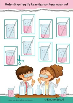 two girls in lab coats are doing experiments