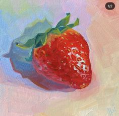 a painting of a strawberry on a white background