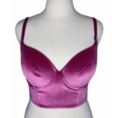 Brand New With Tags! Msrp $54.50 Size 36d Color: Magenta 2-Way Adjustable Convertible Straps Velvet Sparkles Throughout Fabric Bow 90% Polyester, 10% Elastane Hand Wash Purple Fitted Bra With Removable Pads, Fitted Purple Bra With Removable Pads, Pink Low-cut Bra, Low-cut Pink Bra, Fitted Low-cut Pink Bra, Pink Fitted Low-cut Top, Fitted Low-cut Pink Top, Pink Underwire Party Tops, Pink Party Tops With Underwire