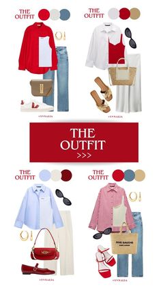 Mixed Color Outfits, How To Match Clothes Outfit Ideas, Red Outfits Summer, Capsule Wardrobe With Color, Pop Of Color Outfits, Mix And Match Outfits, Stylish Outfits Casual, School Outfit Ideas, Modest Casual Outfits