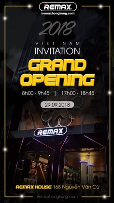 an advertisement for the grand opening event