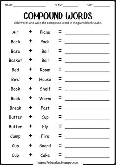 compound words worksheet for grade 1 students to practice compound words in the classroom