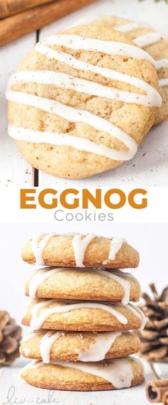 eggnog cookies with icing and cinnamon on top