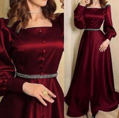 Hi My Friends If you feel boring so visit my website for entertaining Modest European Fashion, Red Silk Evening Gown, Designer Party Wear Dresses Classy, Stylish Party Dresses Classy, Hijab Party Dress, Red Dress Hijab, Dress Satin Long, Gaun Koktail, Elegant Silk Dresses