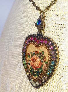 Michal Negrin heart necklace. With a Victorian Rose pattern and multicolor Swarovski crystals. The heart measures 1.25 inches high and 1.1 inches wide. The chain can be worn at 16 inches and 18 inches long. New in a gift box. For Michal Negrin items that can only be found in my eBay store, please visit AC Designer Outlet Combined shipping is $5 for each additional item. Michal Negrin, Patina Jewelry, Floral Pendant, Jewelry Accessories Ideas, Rose Pattern, Fashion Jewelry Necklaces, Jewelry Lover, Heart Necklace, Fashion Watches