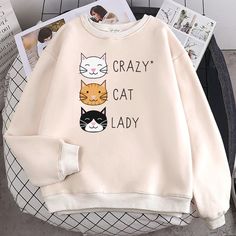 Hoodies Design Ideas, Crop Hoodies, Cat Obsession, Women Sweaters, Blue Khakis, Women Sweater, Chilly Weather, Cozy Fits, Crazy Cat