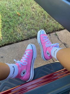 pink shoes pink converse high tops All Nike Shoes, Shoes Outfit Fashion, Cute Nike Shoes