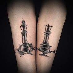 two tattoos on both legs with chess pieces