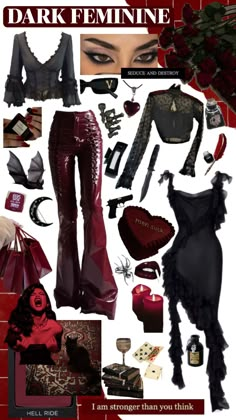 i <3 dark feminine so much #darkfeminine #darkfemininity #femmefatal #villianaesthetic Red Ootd, Alt Outfits, Aesthetic Red, Dark Feminine Aesthetic, Looks Party, Rock Outfits, Dark Feminine, Elegant Chic, Goth Outfits