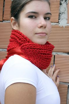 I could totally make this tie scarf! Red Knit Scarf, Ribbon Gift, Tie Scarf, Red Ribbon, Neck Warmer, Knit Scarf, Scarf Shawl, Crochet Scarf, Gift For Women