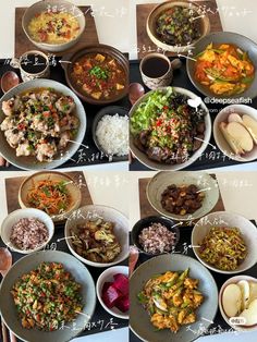 several different types of food in bowls on a table