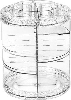 a clear plastic container with three shelves