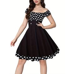 Fabric:Polyester; Sleeve Length:Sleeveless; Gender:Women's; Style:Retro; Occasion:Date,Party,Going out,Summer Dress; Dresses Type:Vintage Dress; Pattern:Polka Dot; Design:Print; Neckline:Off Shoulder; Listing Date:04/10/2024; 2024 Trends:2023; Bust:; Length:; Fit US Size:; Fit UK Size:; Fit EU Size:; Dress Length Type:Midi Dress; Print Type:Print Vintage Print Dress, Trends 2023, 2024 Trends, Polka Dress, Dot Design, Dress Midi, Types Of Dresses, Vintage Dress, Style Retro