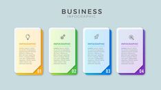 the four steps to success in business info graphics with text and icons on each step