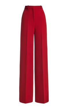 Double wool sablé wide leg trousers Del Core, Red Wide Leg Pants, Wide Leg Pants Outfit, Look Boho Chic, Leg Pants Outfit, Red Pants