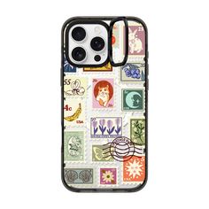 an iphone case with stamps on it