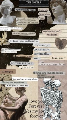 a collage of different types of paper with words on it