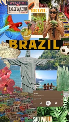 a collage of photos with the words brazil in spanish and pictures of different countries