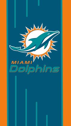 the miami dolphins logo on an orange and blue background