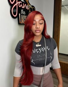 Pinby: @theaishaaaa 💕 Blonde Red Ombre Hair, Lace Front With Headband, Red Wig Birthday Outfit, Red Hair Black Women Wig, Burgundy Up Down Hairstyle, Burgundy Side Part Wig Straight, Reddish Burgundy Hair Color, Side Part Red Hair, Red Closure Sew In