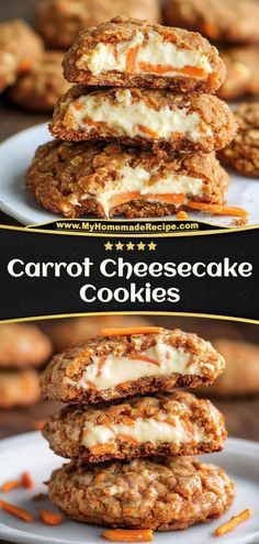 These carrot cheesecake cookies are soft, sweet, and filled with cream cheese goodness. Perfect for a unique twist on traditional carrot cake. Ingredients: 1 cup shredded carrots 1 cup flour ½ cup cream cheese, softened ¼ cup sugar Enjoy these cookies as a deliciously moist and creamy treat Carrot Cake Cookies Stuffed With Cream Cheese, Crumbl Carrot Cake Cookies, Best Carrot Cake Cookies, Carrot Cheesecake Cookies, Carrot Cake Cream Cheese Cookies, Carrot Cake Cheesecake Cookies, What To Make With Carrots, Carrot Cake Cookies With Cream Cheese, Easy Desserts With Cream Cheese