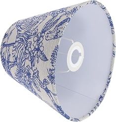 a blue and white paper cone with an image of animals on it's side