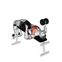 a man is doing a bench press with two dumbbells on each side and one arm behind his head