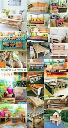 many different types of furniture made out of pallets