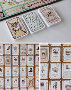 several different pictures of playing cards on a table and in front of the game board