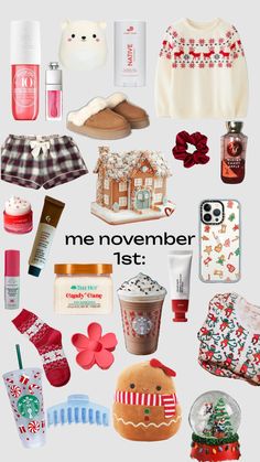 some items are arranged in the shape of a collage with words that read me november 1st