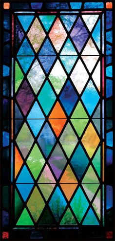 a stained glass window with many different colors