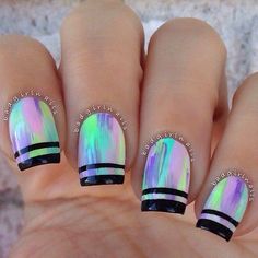 silver cuteness Metallic Nail Art, Unghie Sfumate, Colorful Nail, Metallic Nails, Great Nails, Acrylic Nail Art, Holographic Nails