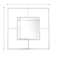 a white square mirror with measurements on it