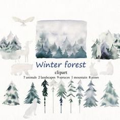 the winter forest clipart is available for commercial use