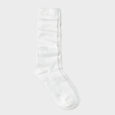 Keep your feet warm with the Women's Ribbed Supersoft Slouch Crew Boot Socks - Universal Thread™ 4-10. These ultra soft socks are made from polyester and a hint of spandex, ensures maximum comfort and warmth. Ribbed knit cuffs provide a secure, snug fit that stays in place all day. They are perfect for lounging at home or for pairing with boots. These essential socks are a seasonless staple for every wardrobe. Auden™: Fit for you in every way. Comfortable White Knee-high Socks, Essential Socks, Soft Socks, Soft Sock, Target Brands, Warm Boots, Sock Shop, Athletic Socks, Boot Socks